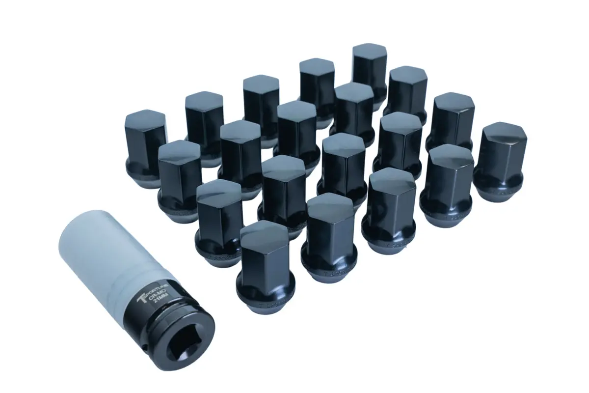 Tesla Enclosed End Forged Steel Black Wheel Lug Nut Set & Non-Marring Socket 1
