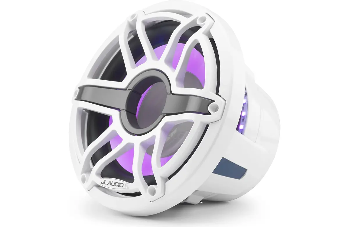 Jl Audio M6-10Ib-S-Gwgw-I-4 10" Marine Subwoofer Led Lighting Gloss White Trim And Sport Grille, 4 Ω 1