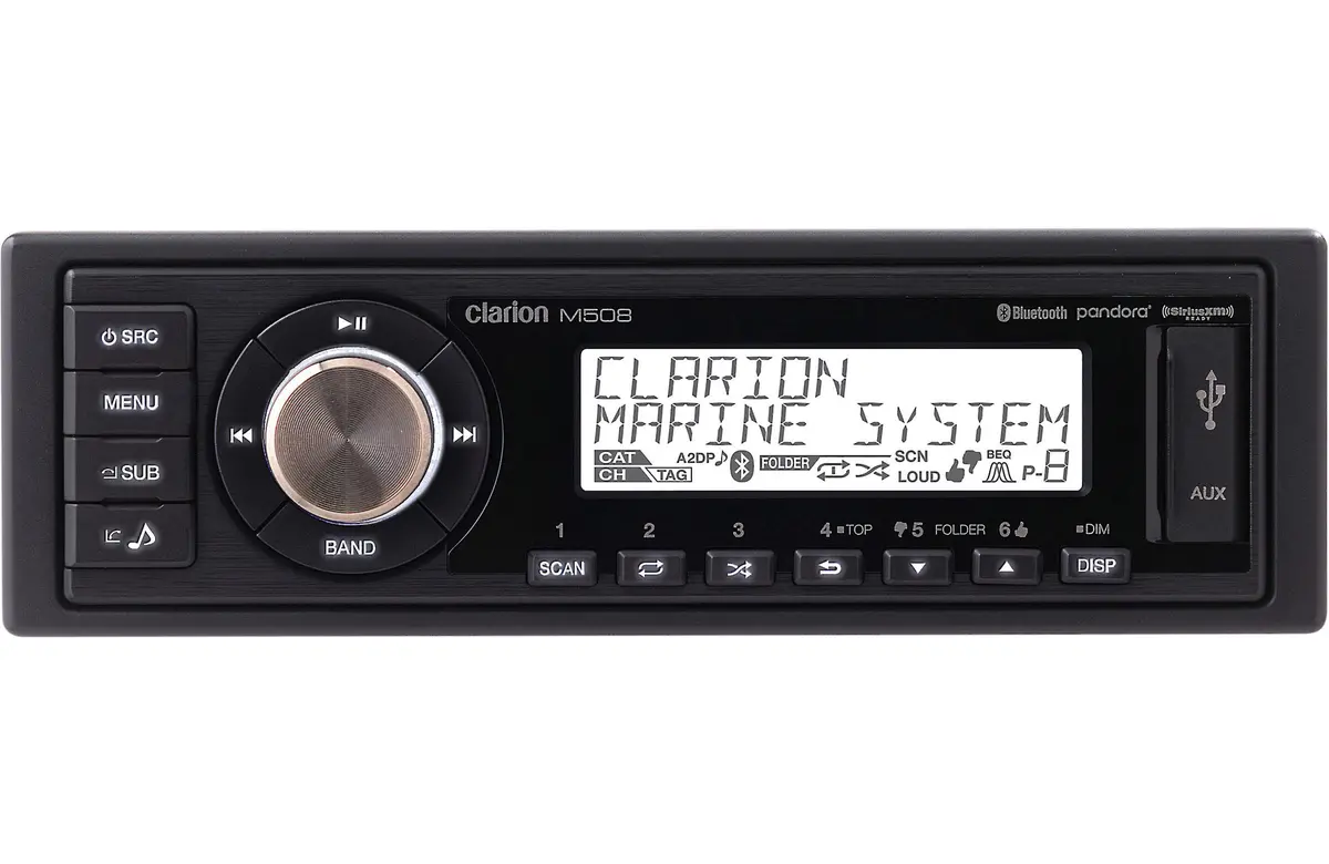 Clarion M508 1-Din Marine Digital Media Receiver With Built-In Bluetooth 1