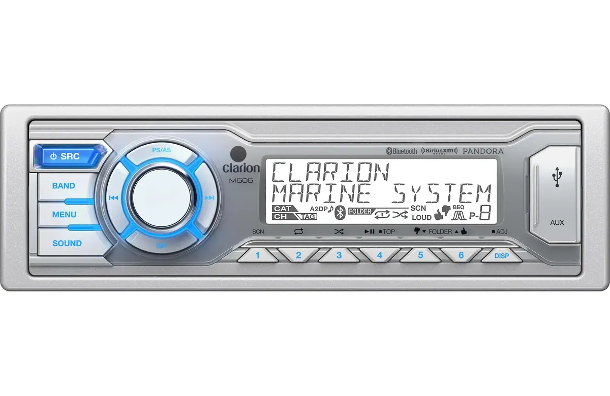 Clarion M505 1-Din Marine Digital Media Receiver With Built-In Bluetooth 1