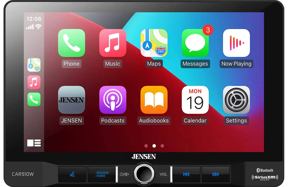 Jensen Car910w 1-Din Multi-Media Receiver W/ Wireless Android Auto And Apple Carplay 1