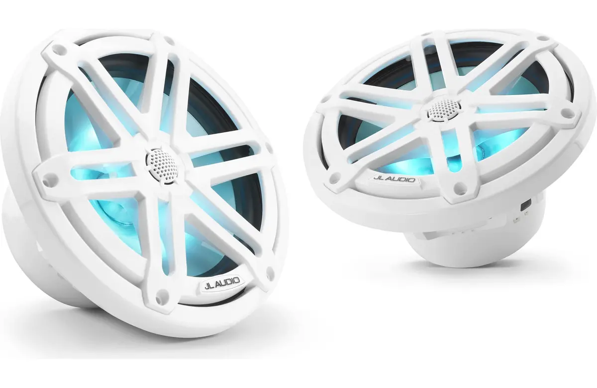 Jl Audio M3-770X-S-Gw-I 7.7" Marine Coaxial Speakers, White Sports Grilles W/ Rgb Led Lighting 1