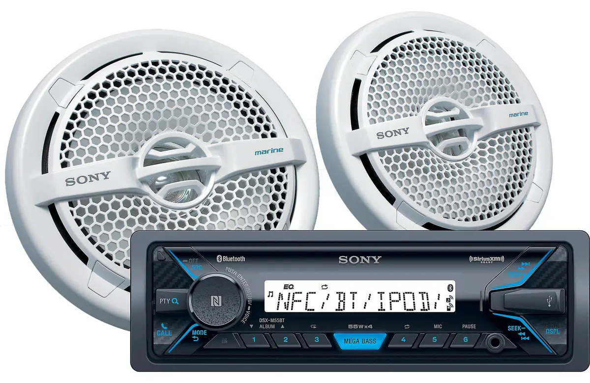 Sony Dxsm5511bt Package Marine Receiver And Speakers 1