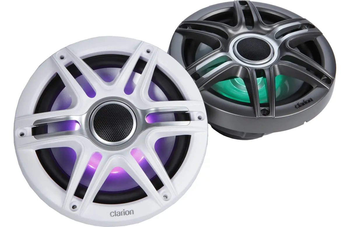 Clarion Cmsp-771Rgb-Swg 7.7 Inch Premium Marine Coaxial Speakers Pair W/ Sport Grilles & Leds 1