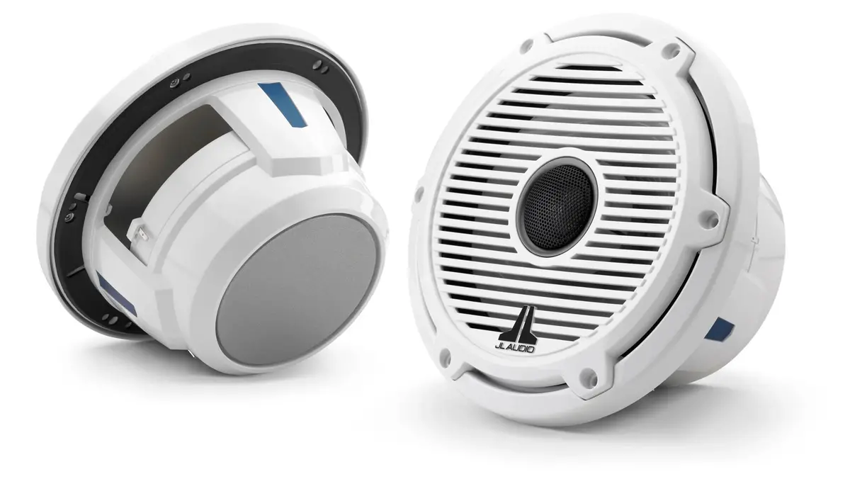 Jl Audio M6-770X-C-Gwgw 7.7" Marine Coaxial Speakers, Gloss White Trim And Classic Grille 1