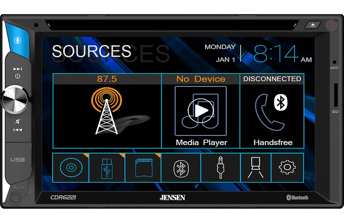 Jensen Cdr6221 6.2″ Cd/Dvd Multimedia Receiver With Bluetooth 1