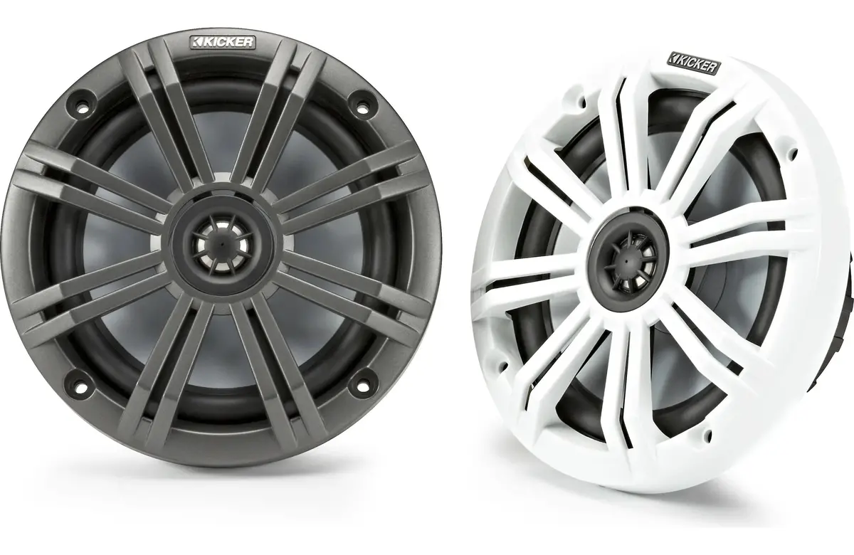 Kicker 45Km654 6.5" 2-Way Coaxial Marine Speakers With White & Charcoal Grilles 1