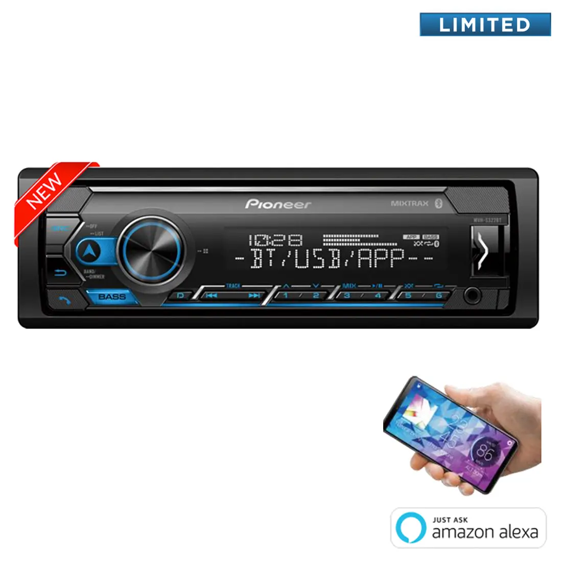 Pioneer Mvh-S322bt Bluetooth Digital Media Receiver W/ Smart Sync And Mixtrax® 1