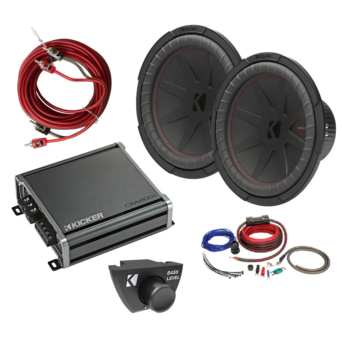 Kicker 48Cwr124 Amplifer And Subwoofer Bass Bundle With Install Kit 1
