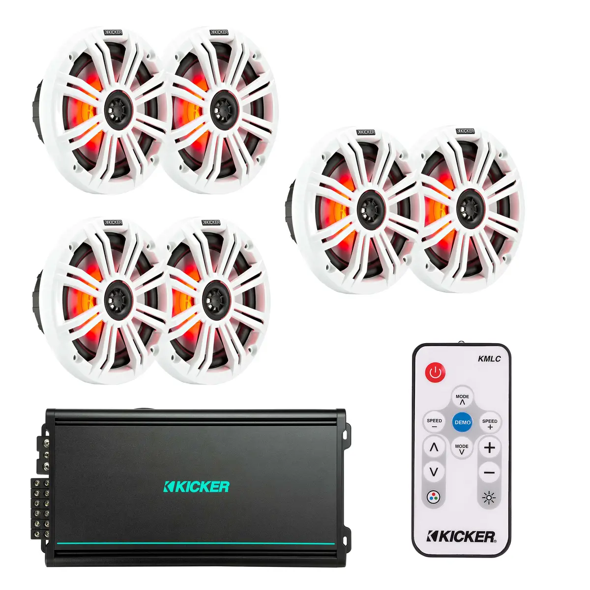 Kicker 45Km654l X3 6.5" Pairs Marine Speakers + 48Kma6006 Amp + Free 41Kmlc Bundle 1