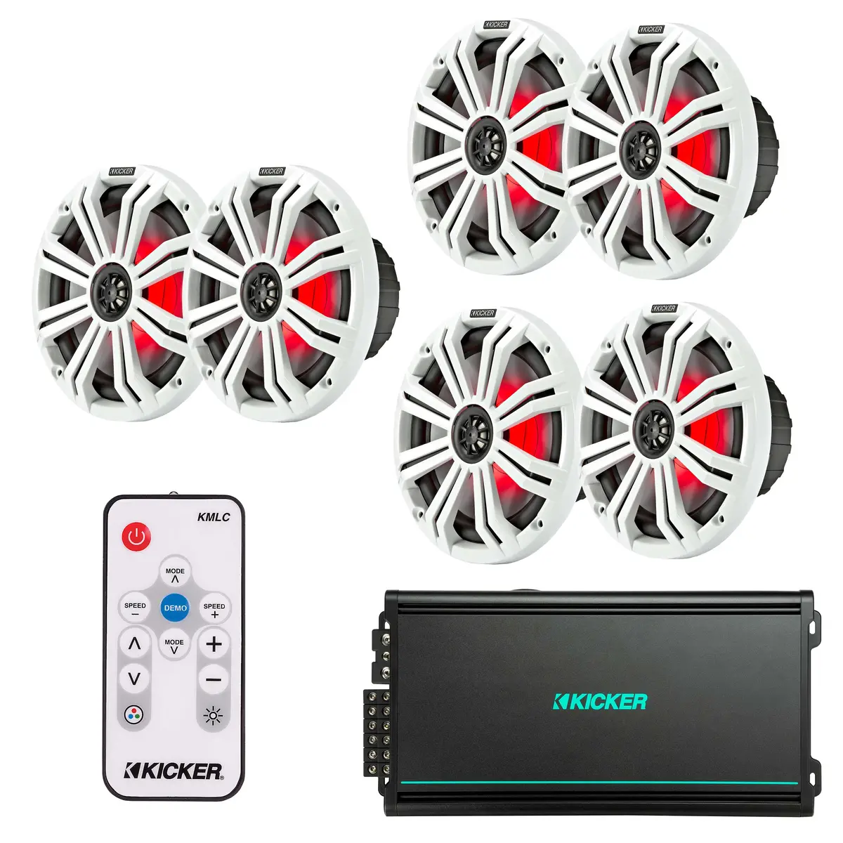 Kicker 45Km84l X3 Pair Marine Speaker + 48Kma6006 Amp + Free 41Kmlc Remote Bundle 1