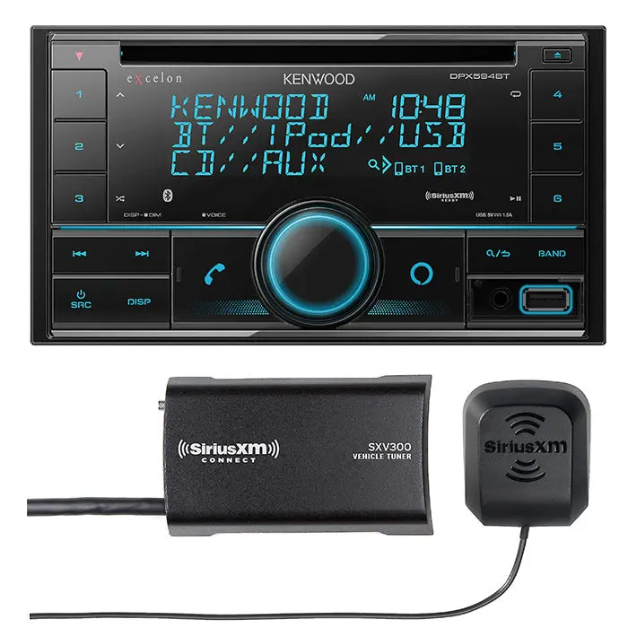 Kenwood Dpx594bt 2-Din Cd Receiver And Siriusxm Sxv300v2 Tuner 1