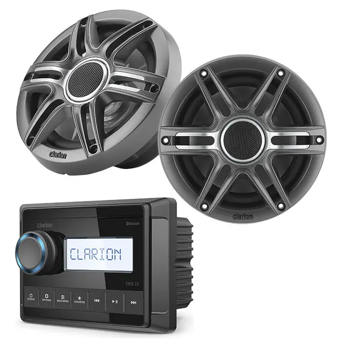 Clarion Cmm-20 + Cmsp-651-Swg (1 Pair) Marine Speaker Bundle 1