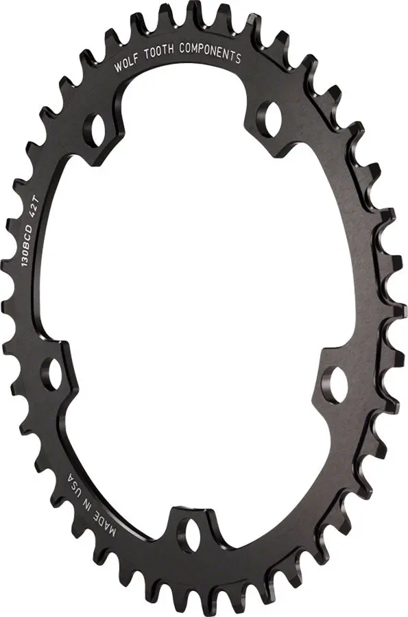 Wolf Tooth 44T 130Bcd Drop-Stop Chainring, Black 1