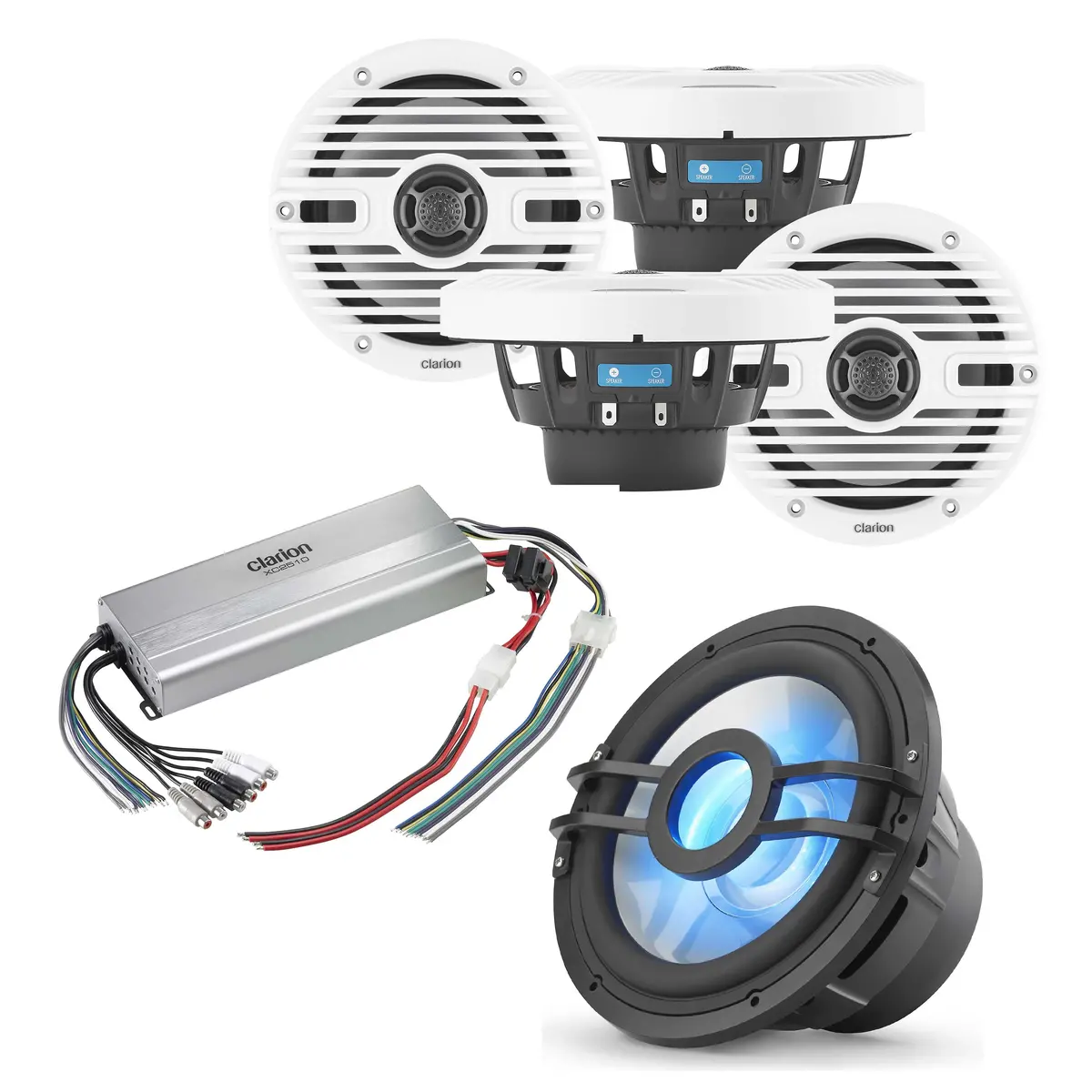 Clarion Cms-651-Cwb X2 Pair + Cmsp-101Rgb-4 + Xc2510 Amp Bundle 1