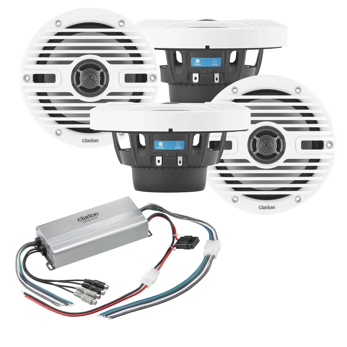 Clarion Cms-651-Cwb 2 Pairs Marine Speakers + Xc2410 Marine Amplifier 1