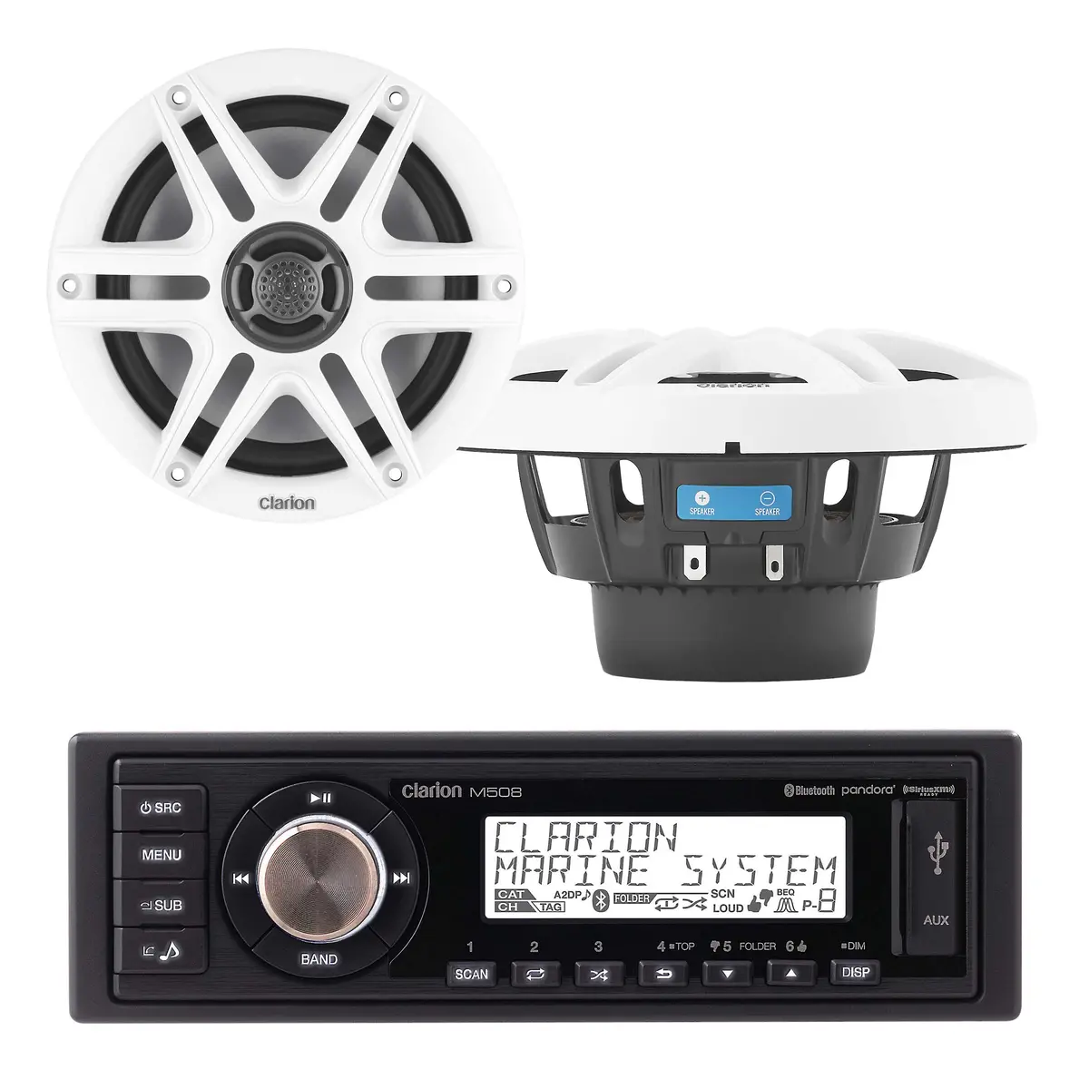 Clarion M508 + Cms-651-Swb Marine Speaker (1 Pair) Bundle 1