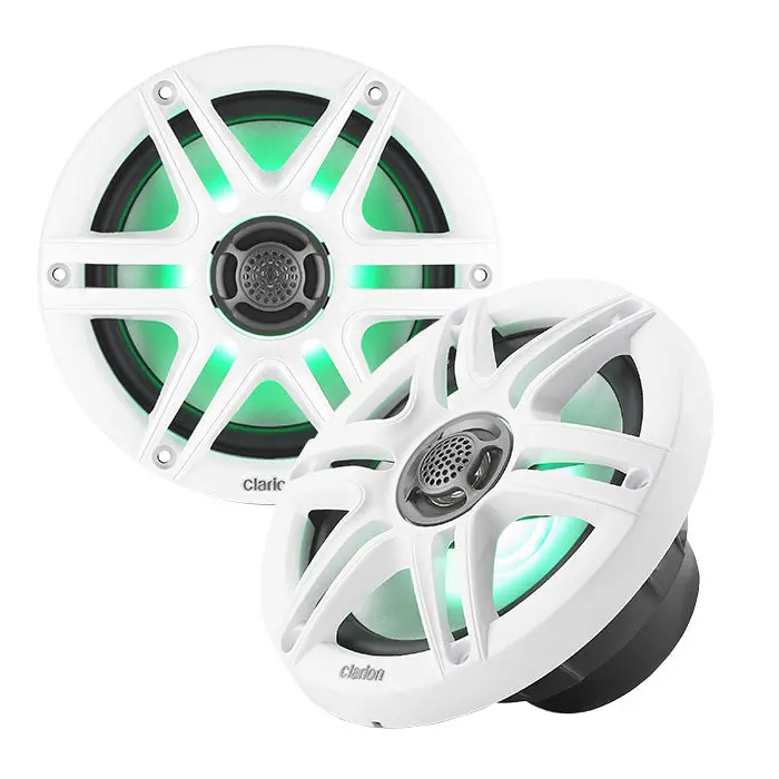 Clarion Cms-651Rgb-Swb 6.5 Inch Marine Coaxial Speakers Pair With Sport Grilles And Rgb Lighting 1