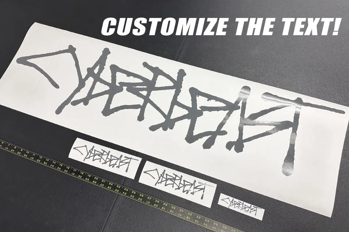 Custom Plotted Text In Tesla Cybertruck Graffiti Font - Vinyl Wrap Embossing Or Overlay 1