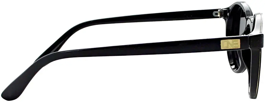 One Roundhouse Polarized Sunglasses: Shiny Black With Polarized Smoke Red Mirror Lens 3