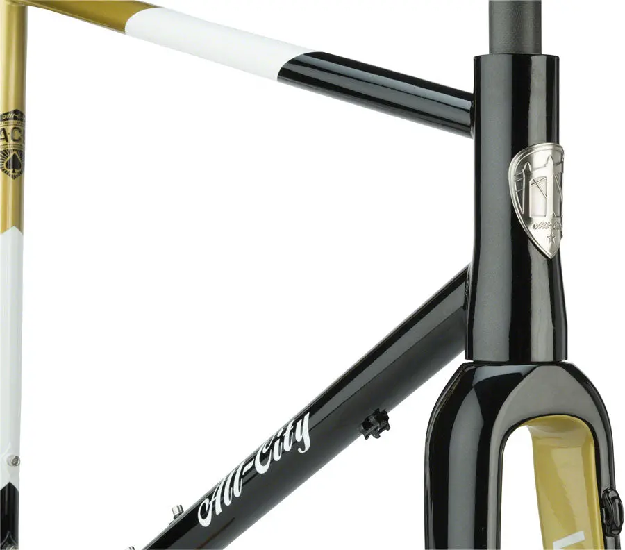 All-City Cosmic Stallion Frameset - Black/White/Gold 2