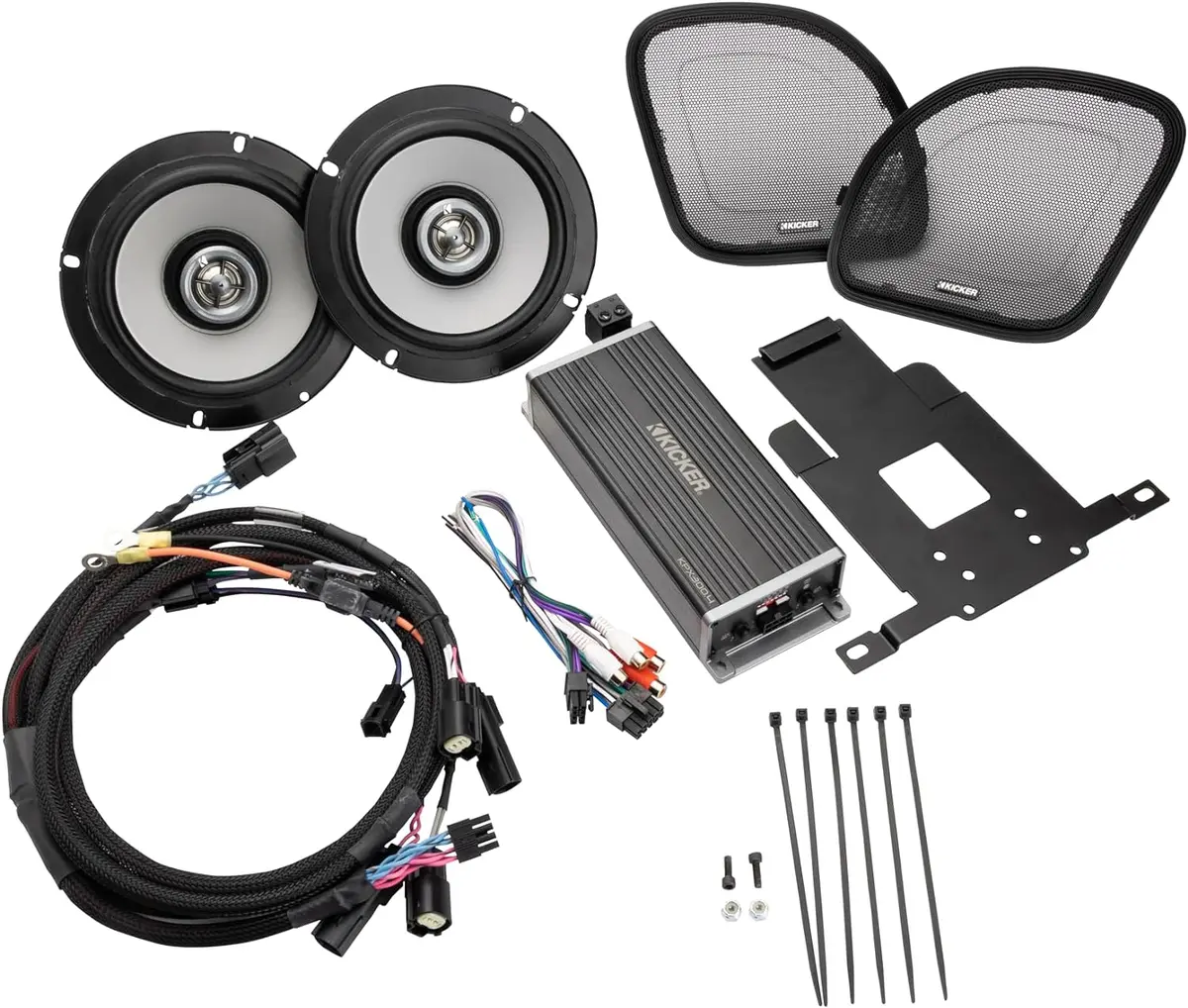 Kicker 50Hdr154 6.5" Speaker Upgrade Kit With Amplifier For 2015-Up Harley Davidson Road Glide 1