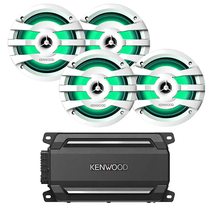 Kenwood Kac-M5024bt + 2 Pairs Of Kfc-1673Mrwl Marine Speaker Bundle 1