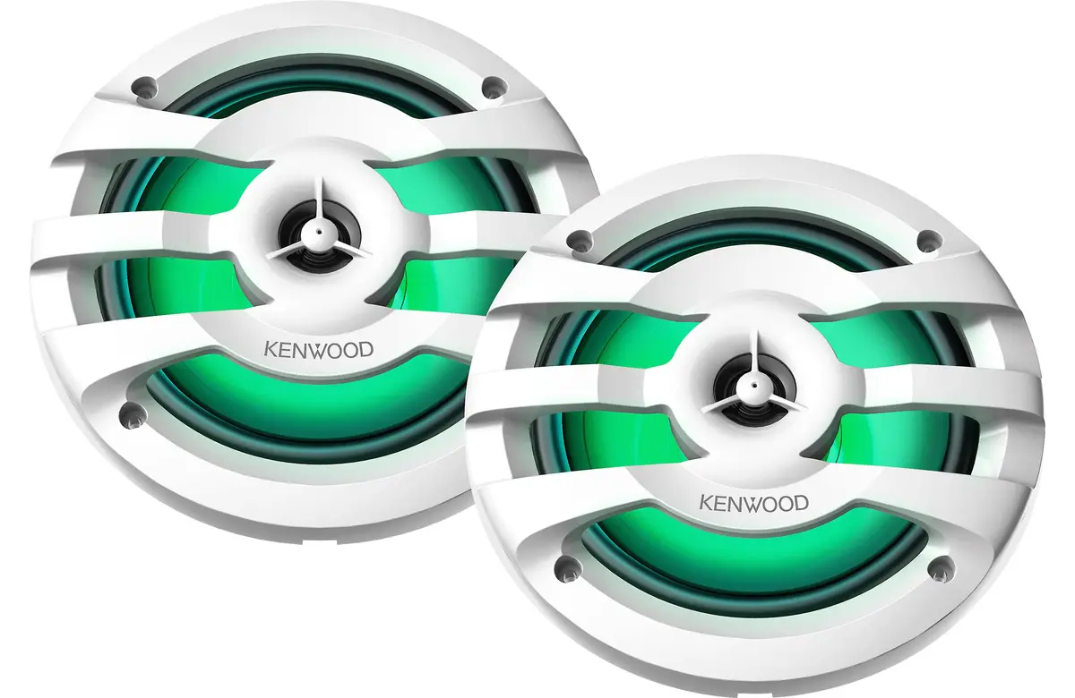 Kenwood Kfc-1673Mrwl 6.75" 2-Way Marine Speaker With Rgb Lighting - White 1