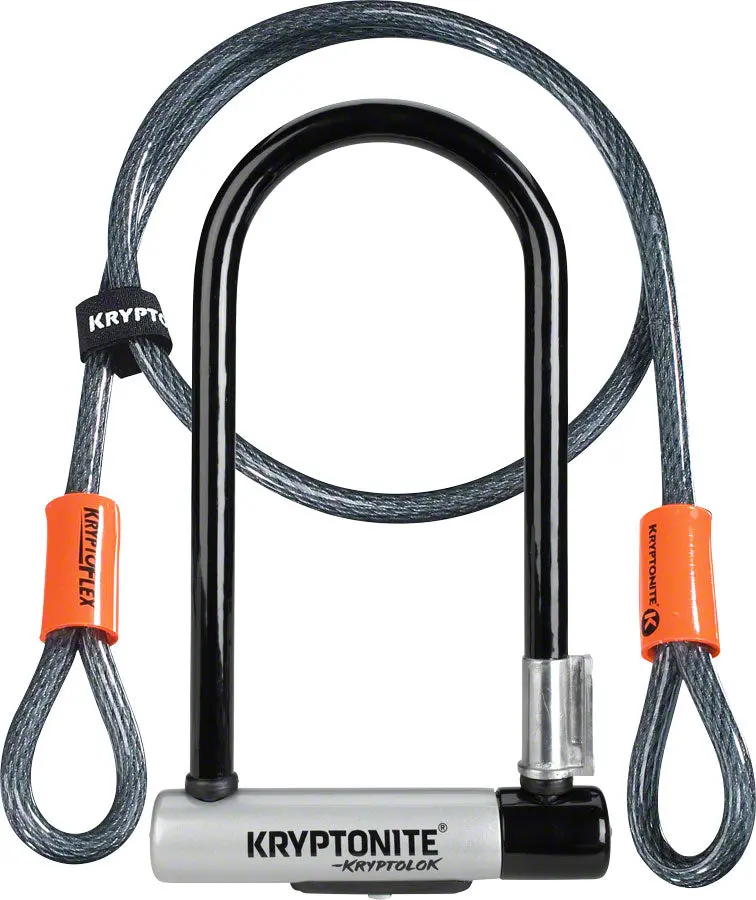 Kryptonite Kryptolok U-Lock - 4 X 9", Keyed, Black, Includes 4' Cable And Bracket 1