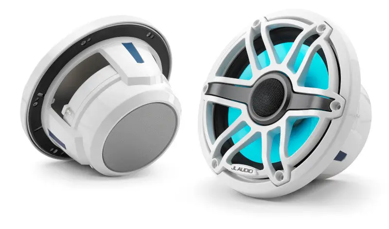 Jl Audio M6-770X-S-Gwgw-I 7.7" Marine Coaxial Speakers, Gloss White Trim And Sports Grille With Led Lighting 1