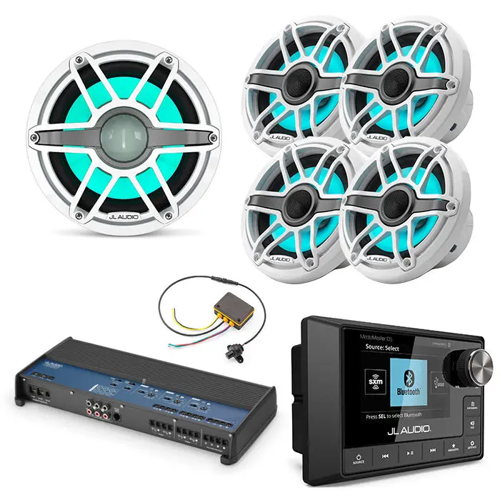 Jl Audio Mm105 + Xdm1000/5 + 2 Pairs M6-650X-S-Gwgw-I + M6-10Ib-S-Gwgw-I4 + Mlc-Rw Marine Bundle 1