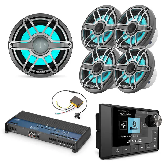 Jl Audio Mm105 + Xdm1000/5 + 2 Pairs M6-650X-S-Gmti-I + M6-10Ib-S-Gmti-I4 + Mlc-Rw Marine Bundle 1