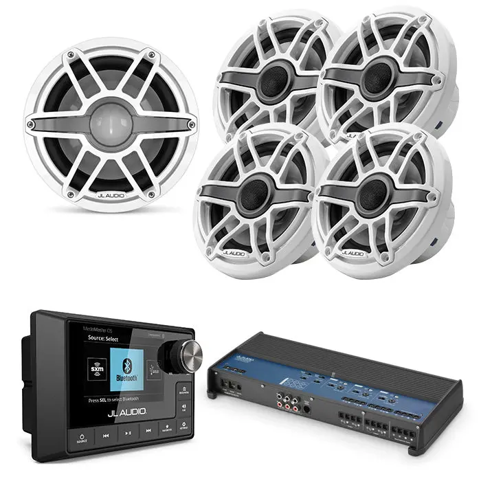 Jl Audio Mm105 + Xdm1000/5 + 2 Pairs M6-650X-S-Gwgw + M6-10Ib-S-Gwgw4 Marine Bundle 1