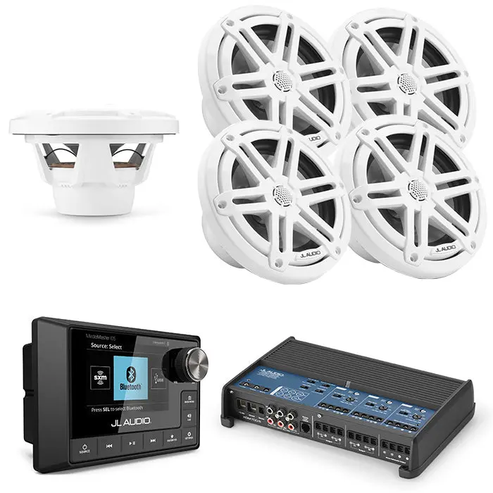 Jl Audio Mm105 + Xdm700/5 + 2 Pairs M3-650X-S-Gw + M3-10Ib-S-Gw-4 Marine Bundle 1