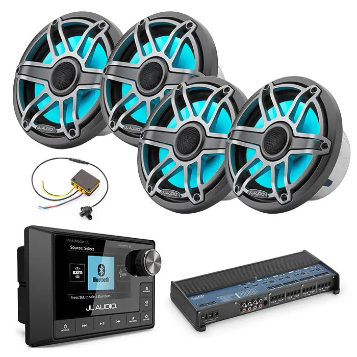 Jl Audio Mm105 + Xdm800/8 + 2 Pairs M6-770X-S-Gmti-I + Mlc-Rw Marine Bundle 1