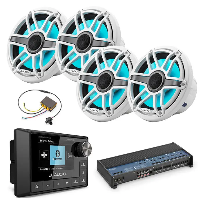 Jl Audio Mm105 + Xdm800/8 + 2 Pairs M6-770X-S-Gwgw-I + Mlc-Rw Marine Bundle 1