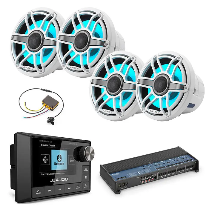 Jl Audio Mm105 + Xdm800/8 + 2 Pairs M6-880X-S-Gwgw-I + Mlc-Rw Marine Bundle 1