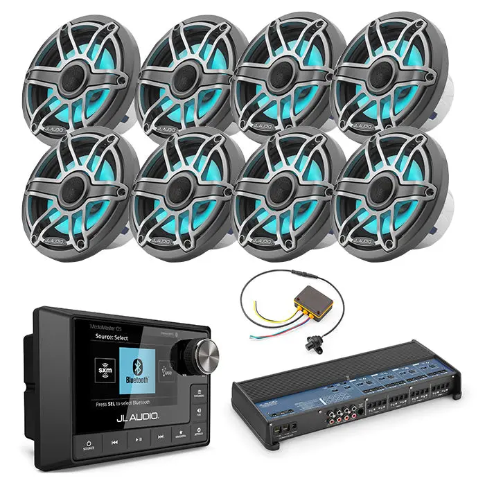Jl Audio Mm105 + Xdm800/8 + 4 Pairs M6-650X-S-Gmti-I + Mlc-Rw Marine Bundle 1