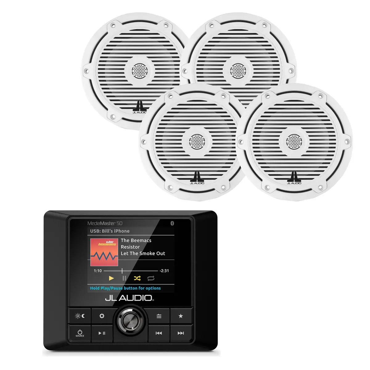Jl Audio Mm50 Marine Source Unit + X2 Pair 6.5" M3-650X-C-Gw Speakers Bundle 1