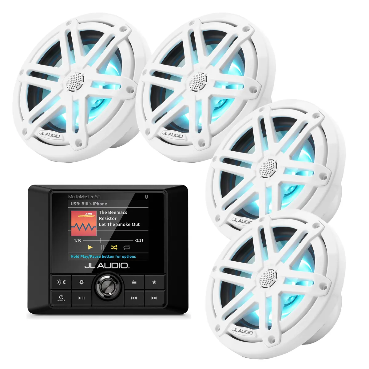 Jl Audio Mm50 + X2 Pairs M3-650X-S-Gw-I Marine Speakers Bundles 1