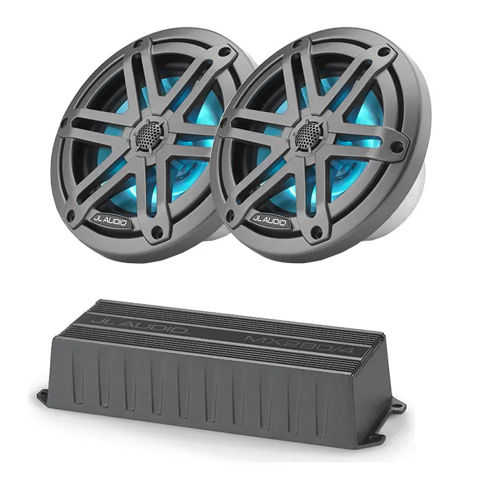 Jl Audio Mx280/4 Amp + M3-650X-S-Gm-I 6.5" Marine Speakers Bundle 1