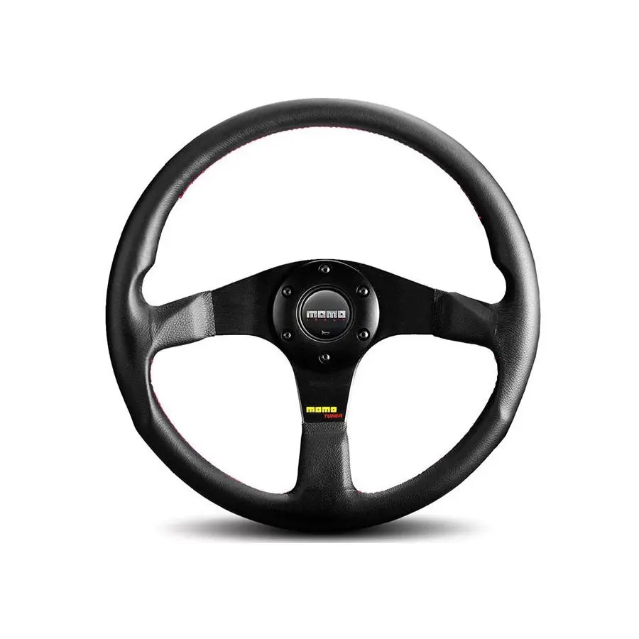 Momo Tuner 320Mm Black Leather Steering Wheel 1
