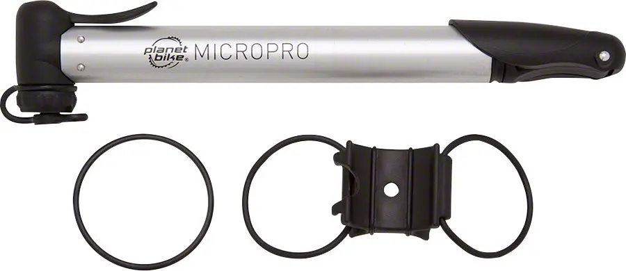 Planet Bike Micropro Mini Frame Pump With Bracket: Presta/Schrader, Silver/Black 1