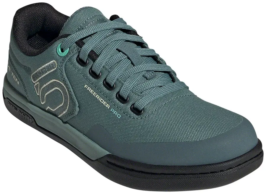 Five Ten Five Ten Freerider Pro Canvas Flat Shoe - Women's, Hazy Emerald/Acid Mint/Core Black 1