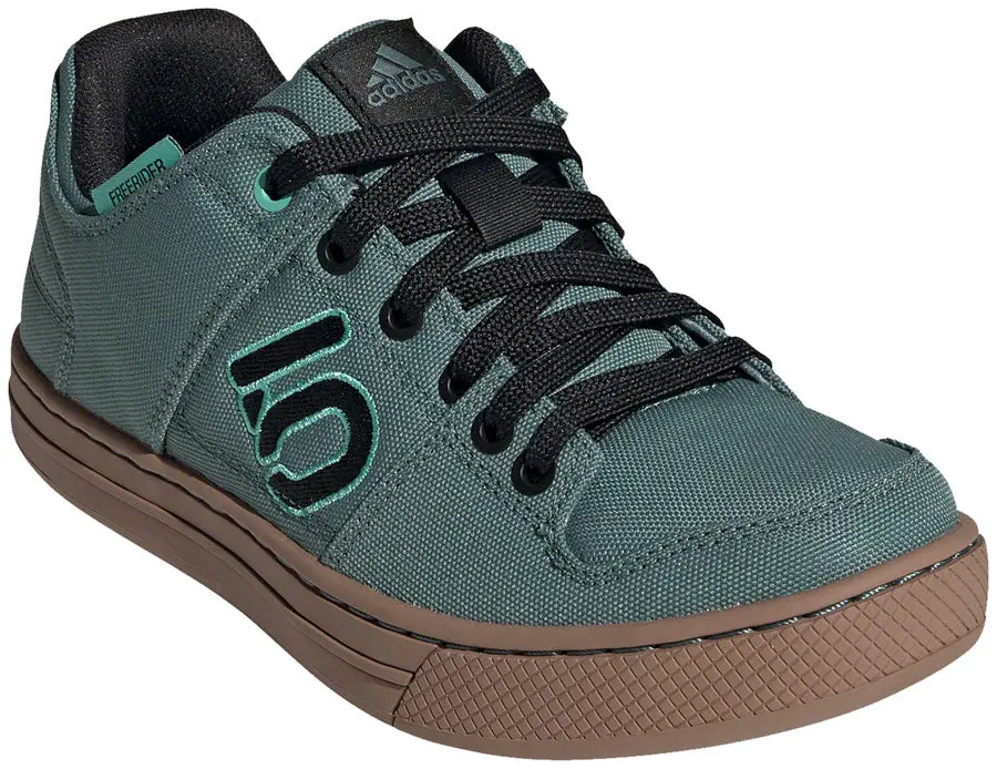 Five Ten Five Ten Freerider Canvas Flat Shoe - Women's, Hazy Emerald/Core Black/Acid Mint 1