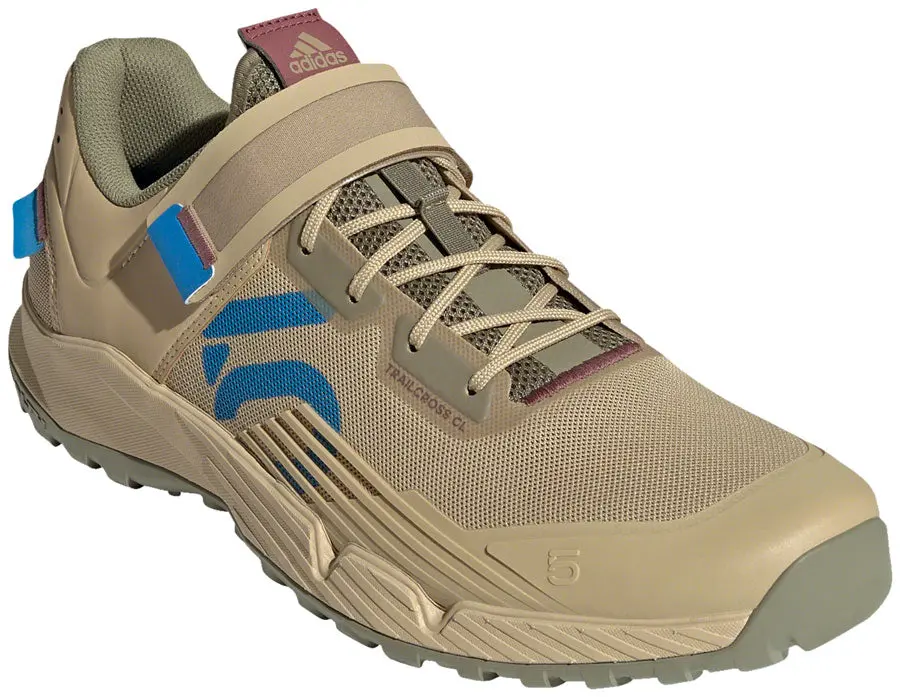 Five Ten Five Ten Trailcross Clip-In Shoe - Men's, Beige Tone/Blue Rush/Orbit Green 1