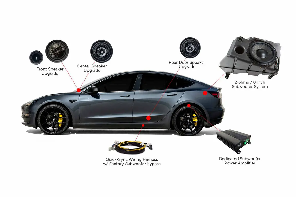 Tesla Model 3 / Y Audiophile Upgraded Sound System Speakers Subwoofer & Amplifier 3