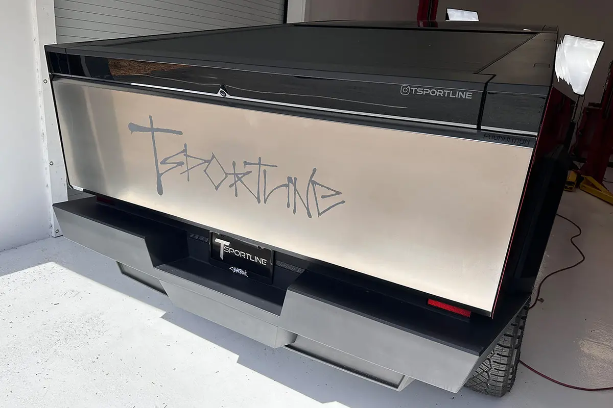 Custom Plotted Text In Tesla Cybertruck Graffiti Font - Vinyl Wrap Embossing Or Overlay 3