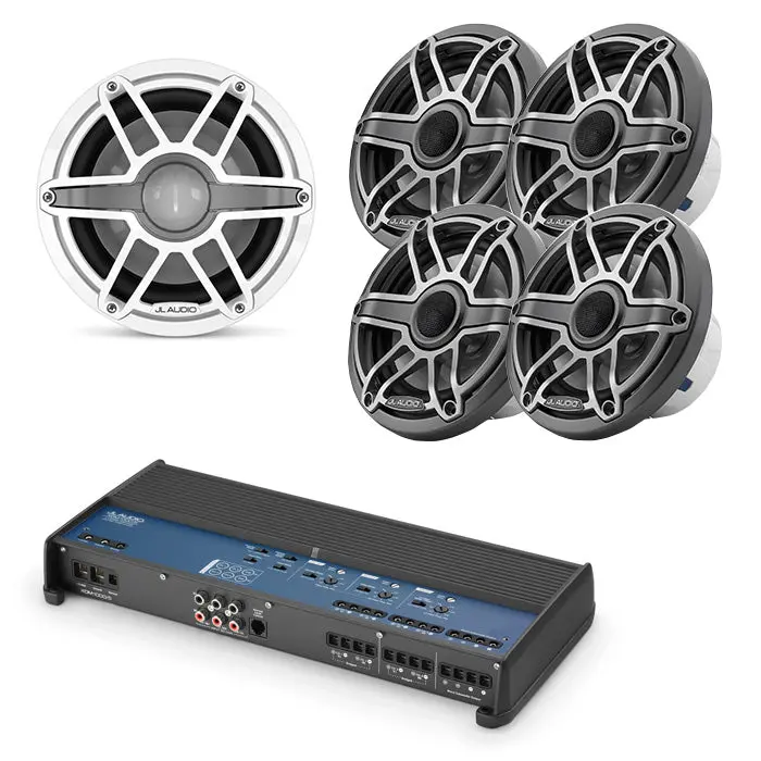 Jl Audio Xdm1000/5 + 2 Pairs M6-650X-S-Gmti + M6-10Ib-S-Gmti-4 Marine Bundle 1