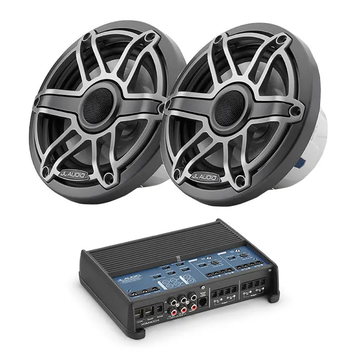 Jl Audio Xdm400/4 Amplifier + M6-650X-S-Gmti 6.5" Marine Speaker Bundle 1